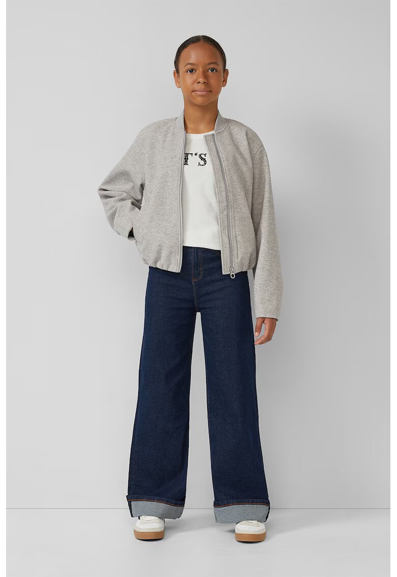 sOliver Bluza din bumbac cu imprimeu text - Alb