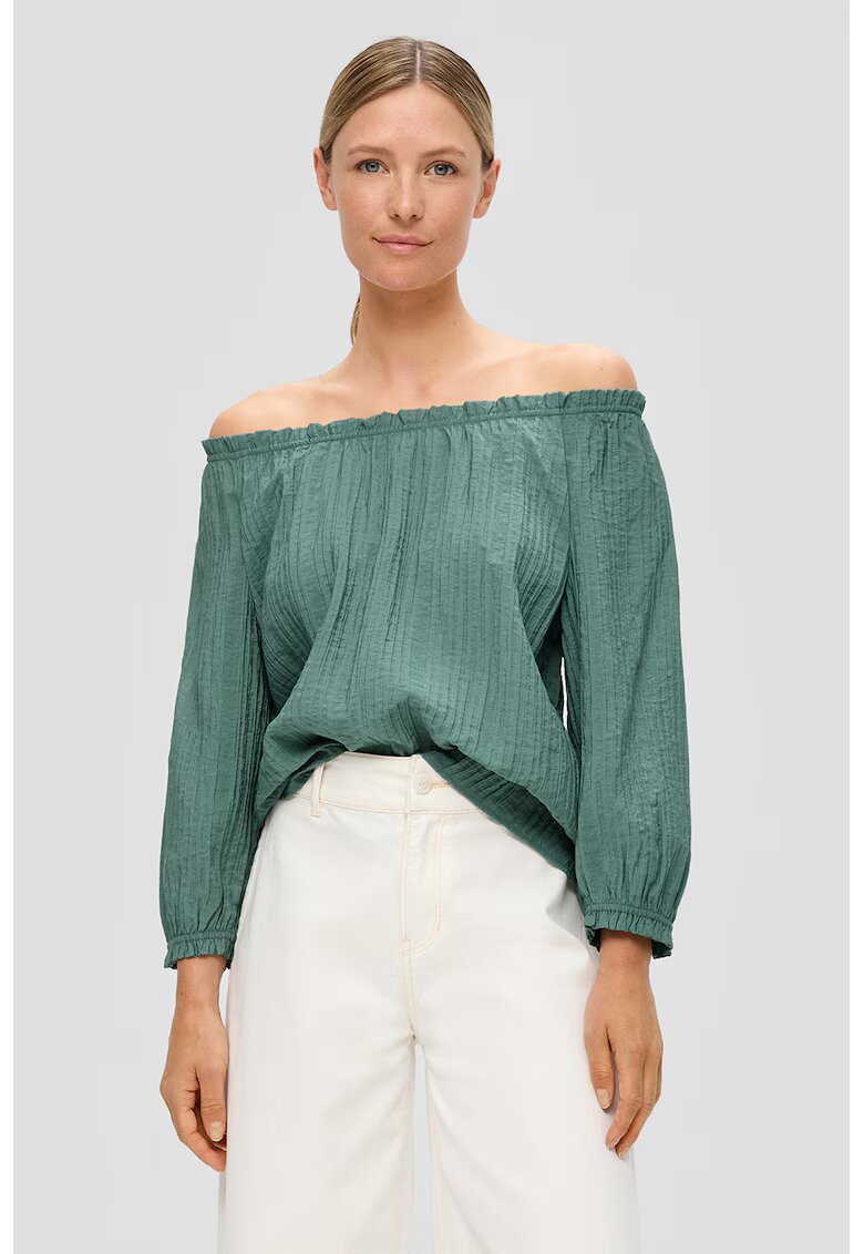 sOliver Bluza lejera cu decolteu pe umeri - Verde feriga