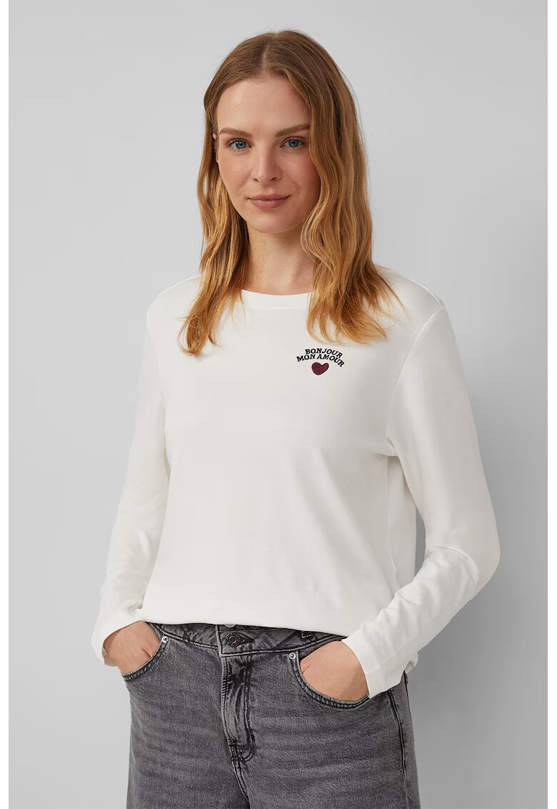 sOliver Bluza regular fit cu detaliu brodat - Alb murdar