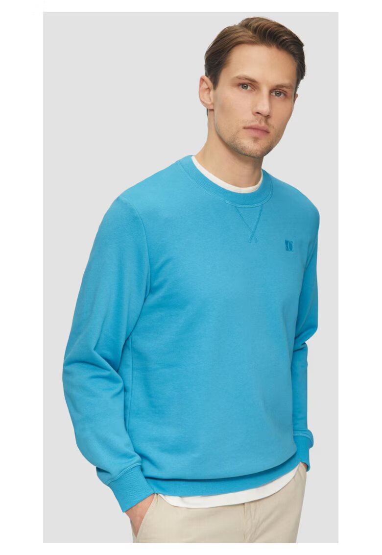 sOliver Bluza simpla barbati din amestec de bumbac si viscoza - Regular fit - Albastru deschis