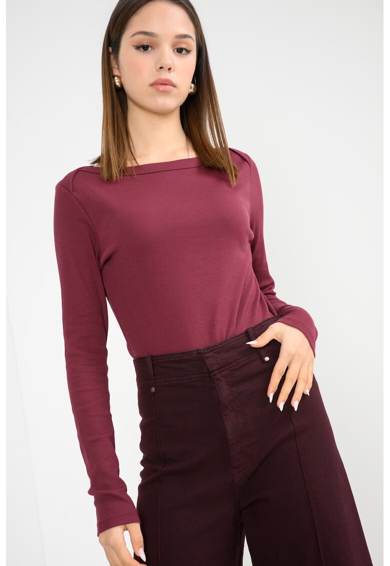 sOliver Bluza slim fit cu decolteu barcuta - Visiniu
