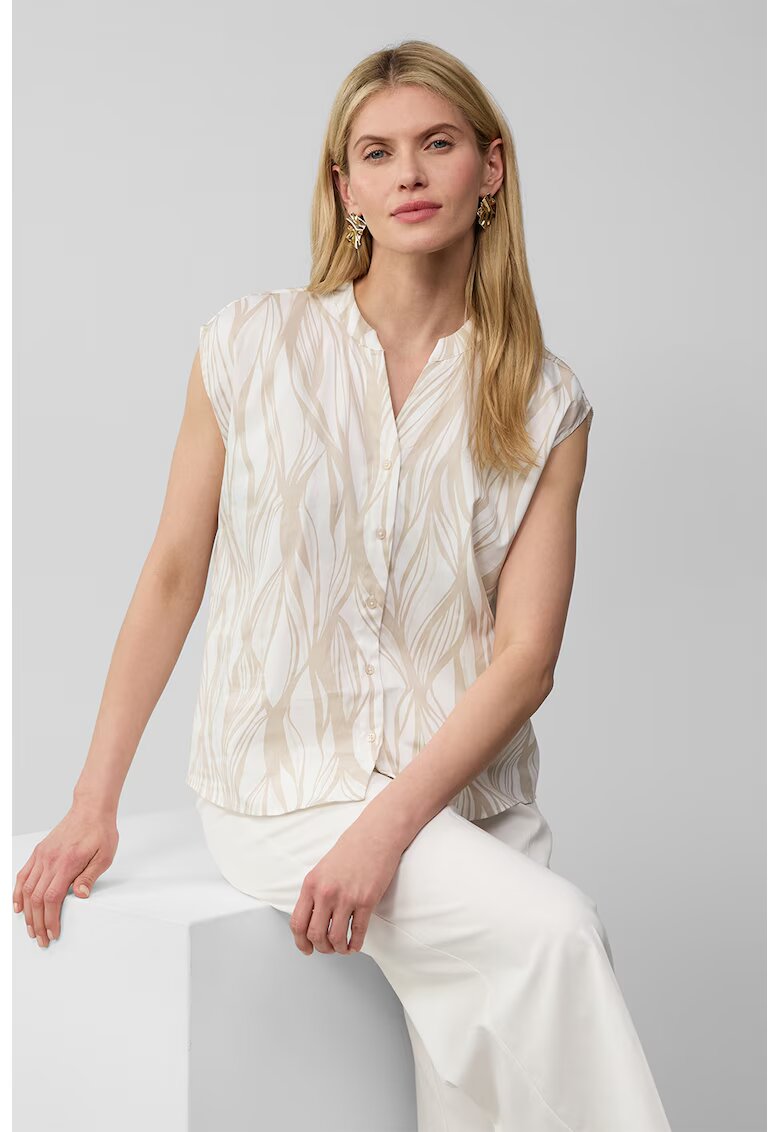 sOliver Bluza-tunica fara maneci cu model - Alb/Bej