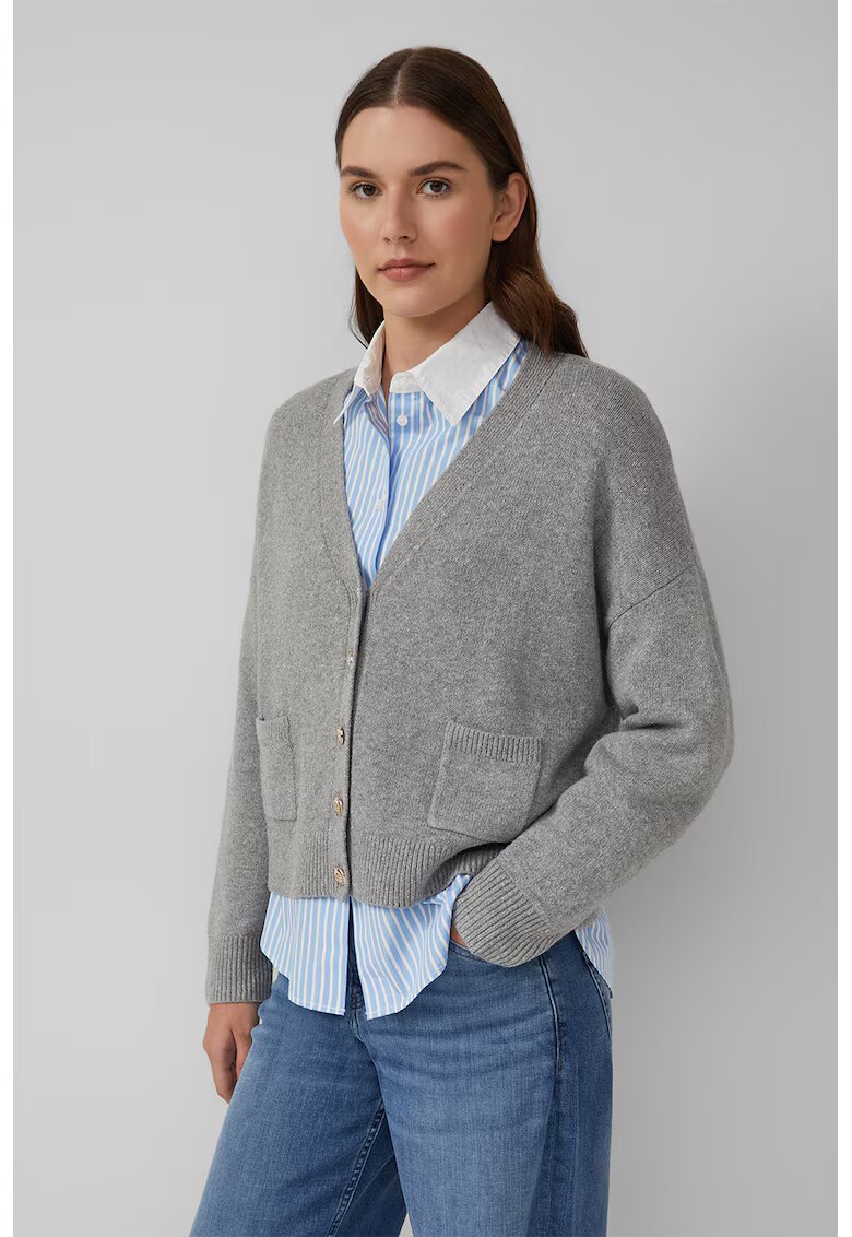sOliver Cardigan supradimensionat cu buzunare aplicate - Gri deschis