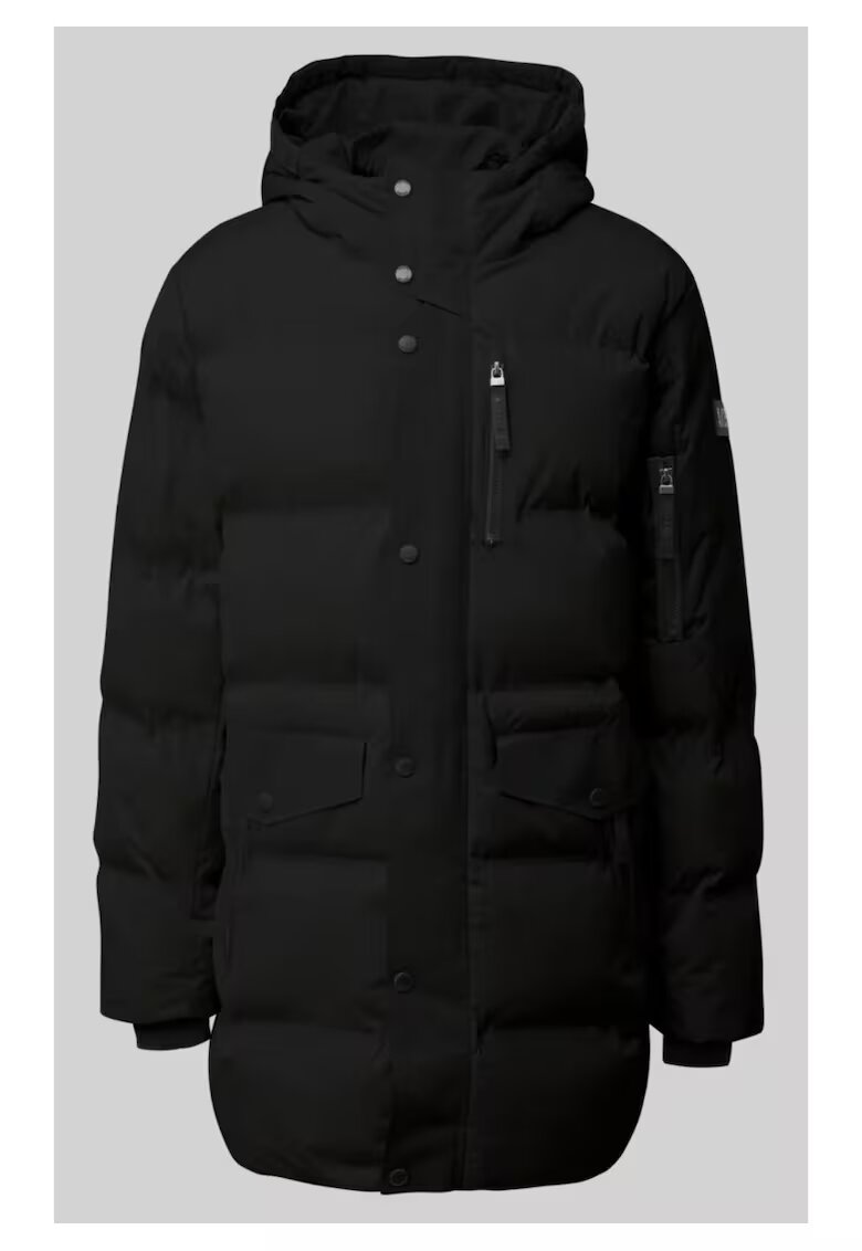 sOliver Geaca lunga barbati cu gluga - rezistenta la apa - Regular fit - Negru