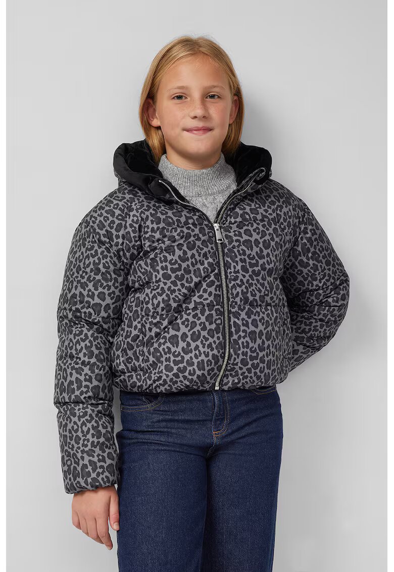 sOliver Geaca matlasata crop cu animal print - Gri/Gri antracit