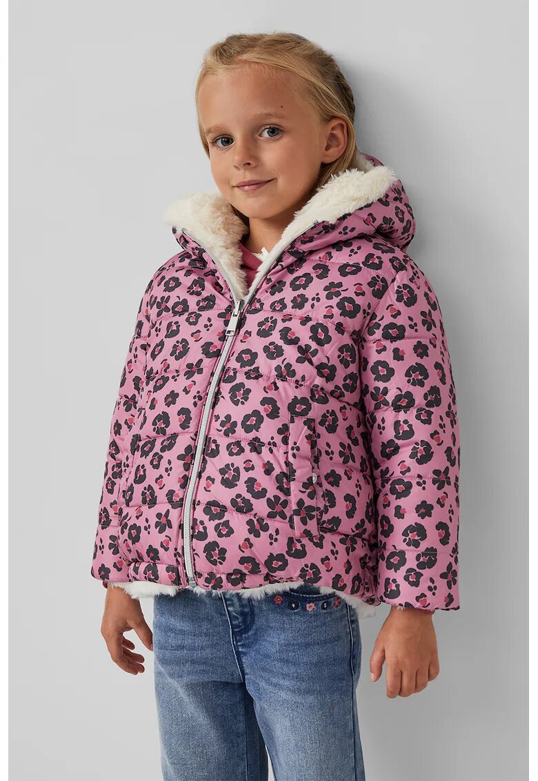 sOliver Geaca reversibila cu design floral - Alb fildes/Roz deschis/Gri antracit