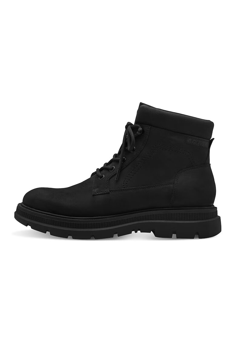 sOliver Ghete de piele nabuc cu segment din material sintetic - Negru