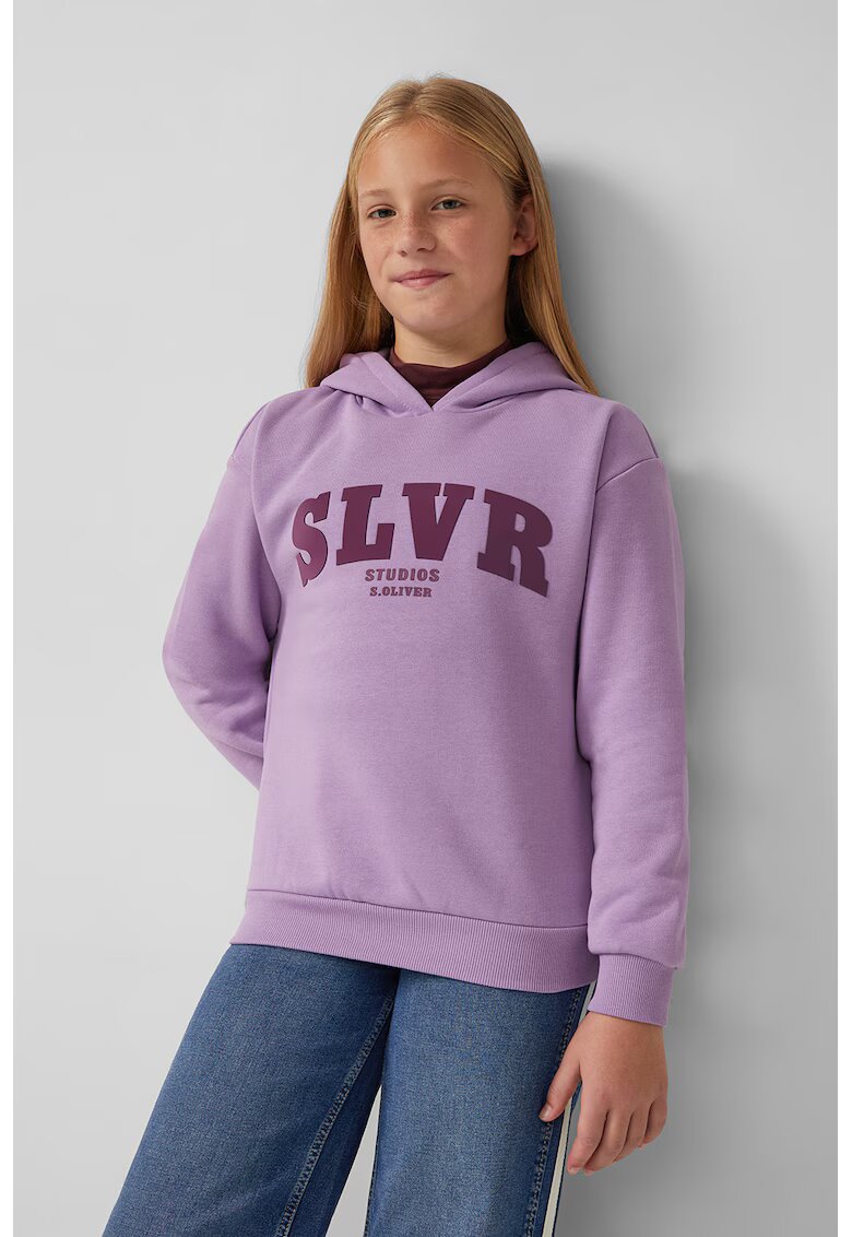 sOliver Hanorac cu imprimeu text - Lila/Violet tyrian