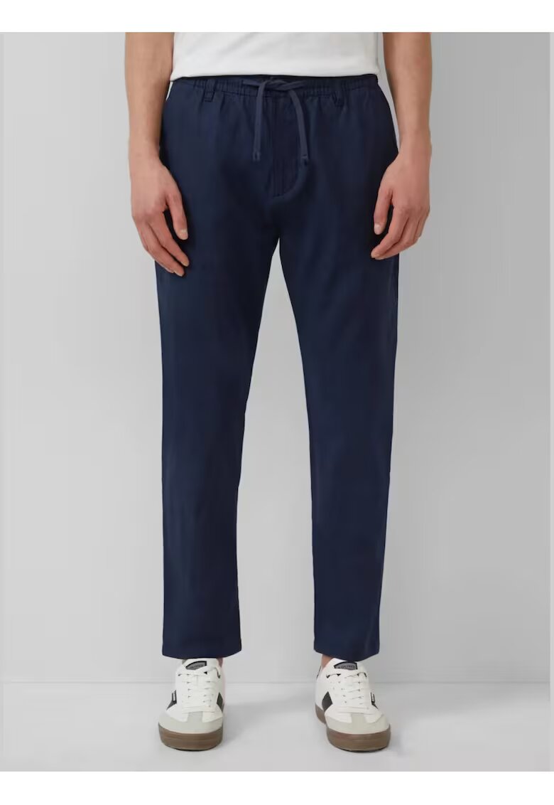 sOliver Pantaloni chino - barbati - Detroit - din amestec de in si bumbac - talie elastica - Bleumarin inchis