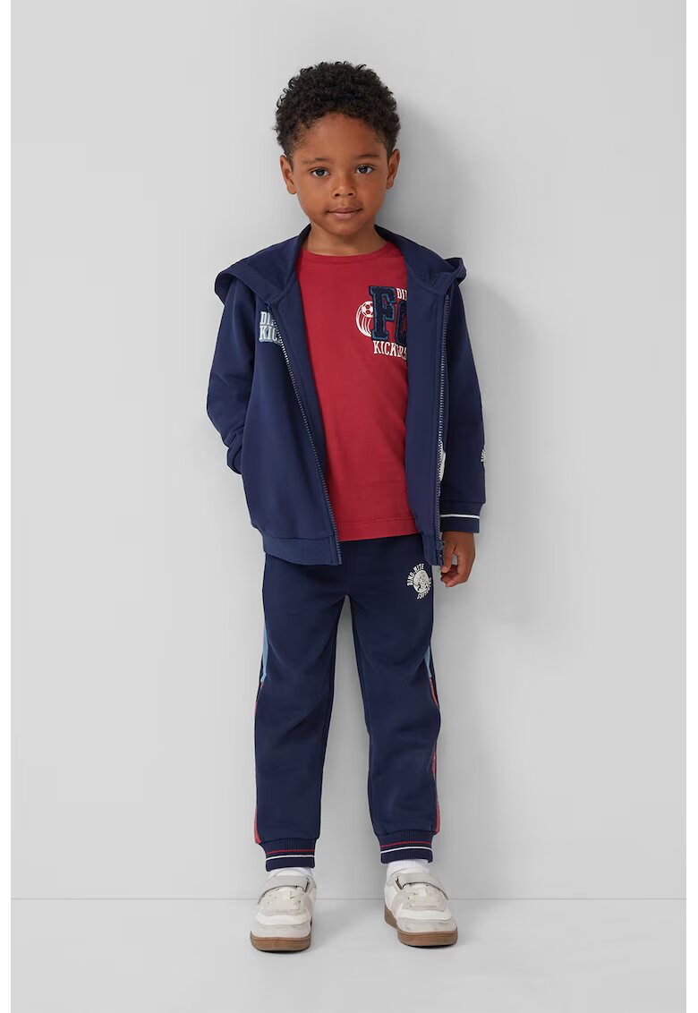 sOliver Pantaloni de trening cu model colorblock - Rosu/Albastru deschis/Bleumarin