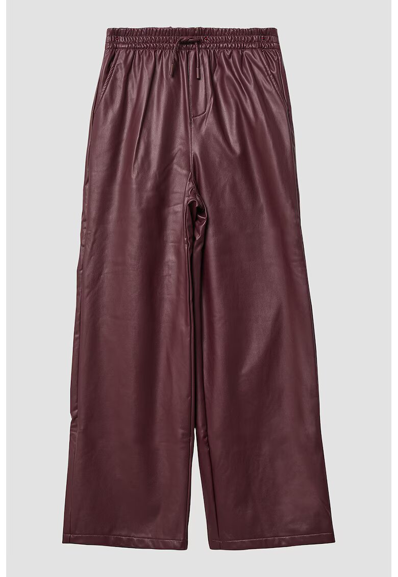 sOliver Pantaloni din piele ecologica cu croiala ampla si talie ajustabila - Visiniu