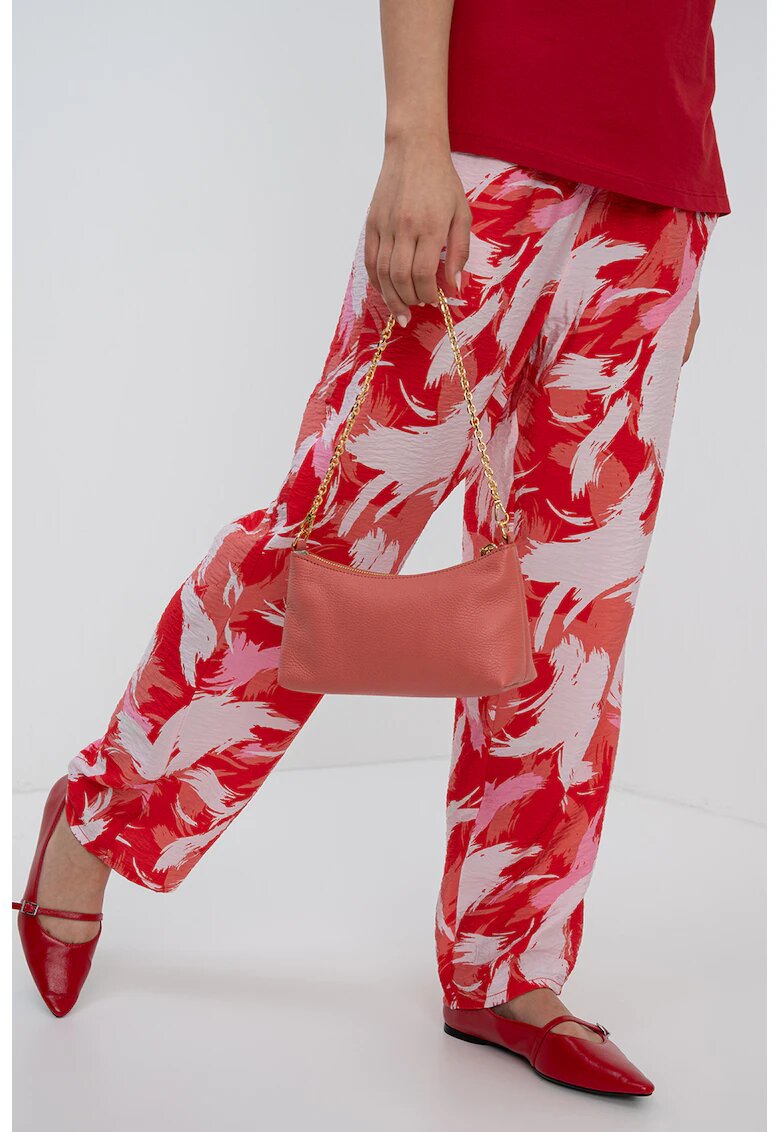 sOliver Pantaloni relaxed fit cu imprimeu grafic - Roz deschis/Rosu vermillion
