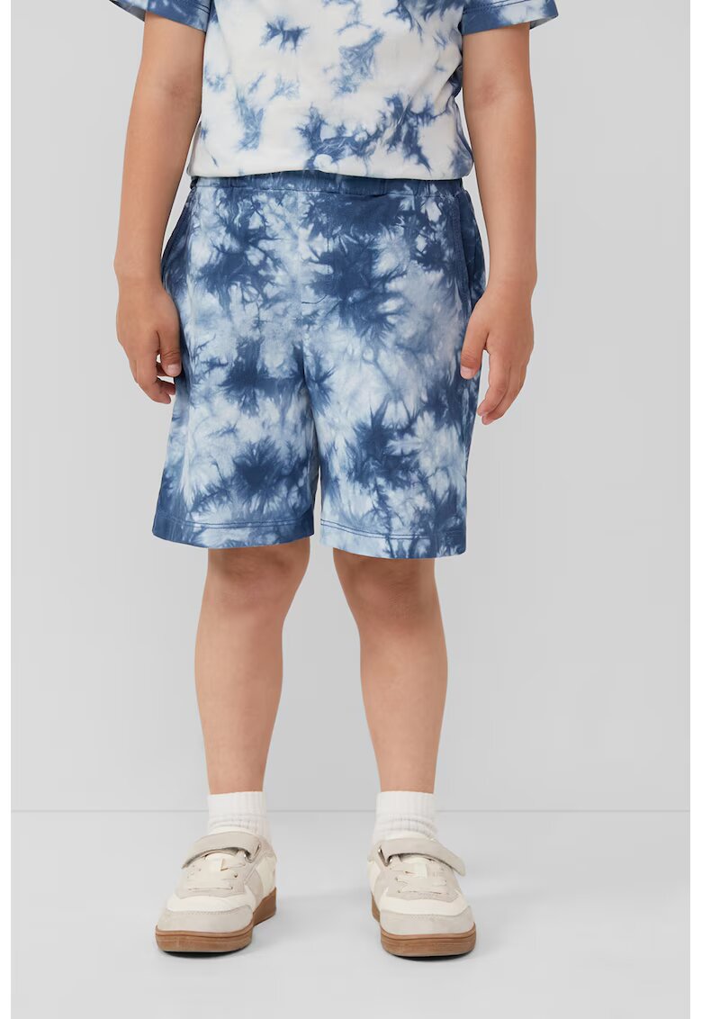 sOliver Pantaloni scurti din bumbac cu model tie-dye - Albastru inchis/Alb optic