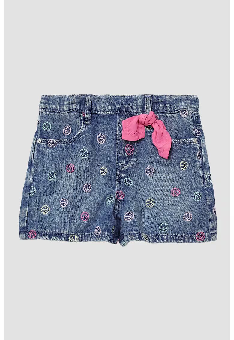 sOliver Pantaloni scurti din denim cu detalii brodate - Roz pastel/Albastru