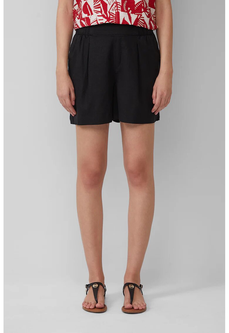 sOliver Pantaloni scurti relaxed-fit din amestec de in - Negru