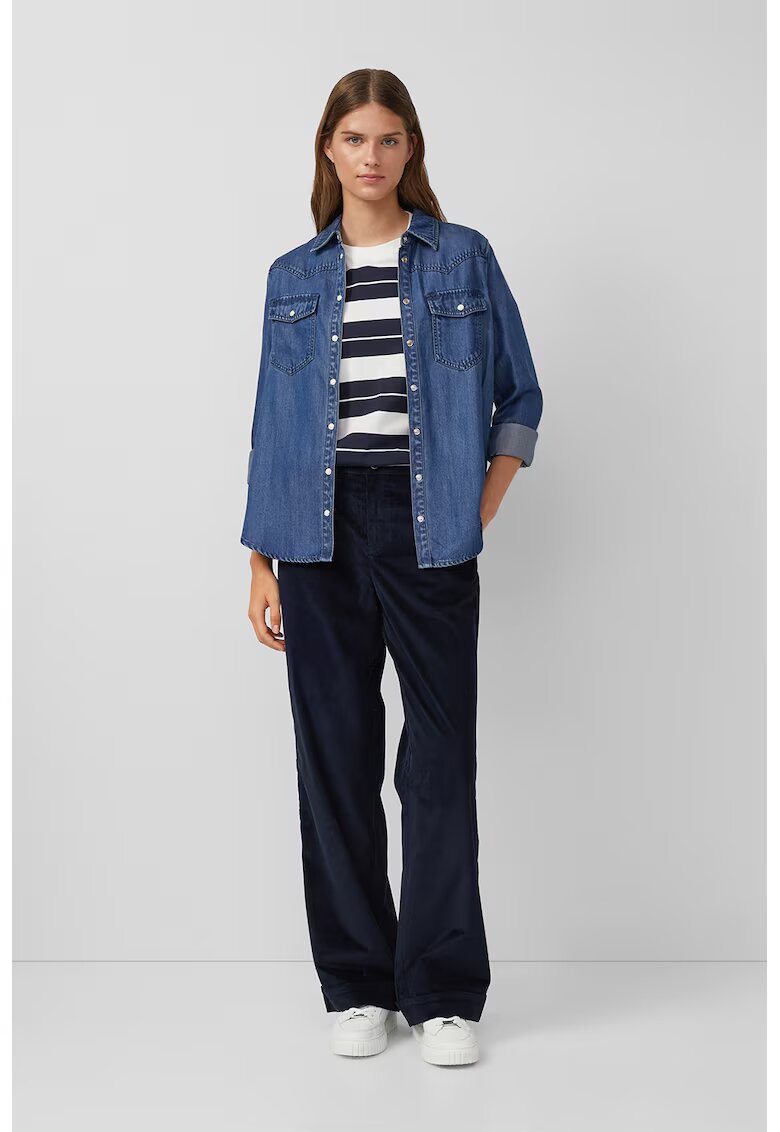 sOliver Pantaloni uni cu talie inalta - Bleumarin