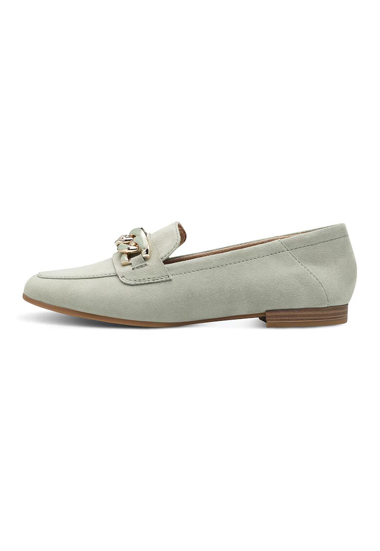 sOliver Pantofi loafer de piele cu detalii din lant - Verde pal