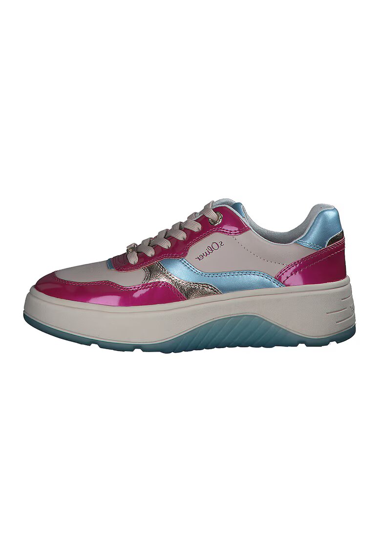 sOliver Pantofi sport cu model colorblock si aspect lacuit - Multicolor