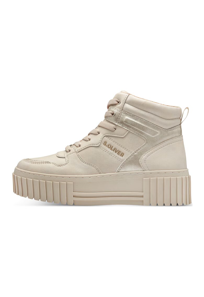 sOliver Pantofi sport flatform din piele ecologica - Crem