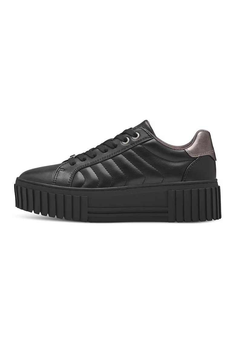 sOliver Pantofi sport flatform din piele ecologica - Negru stins