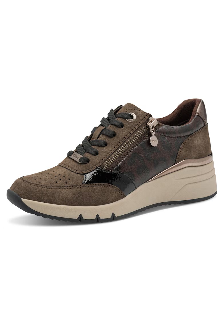sOliver Pantofi sport wedge cu fermoar - Maro