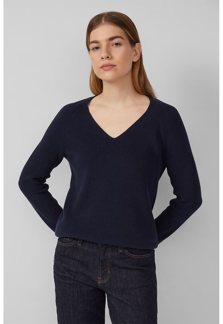 sOliver Pulover regular-fit cu decolteu in V - Bleumarin