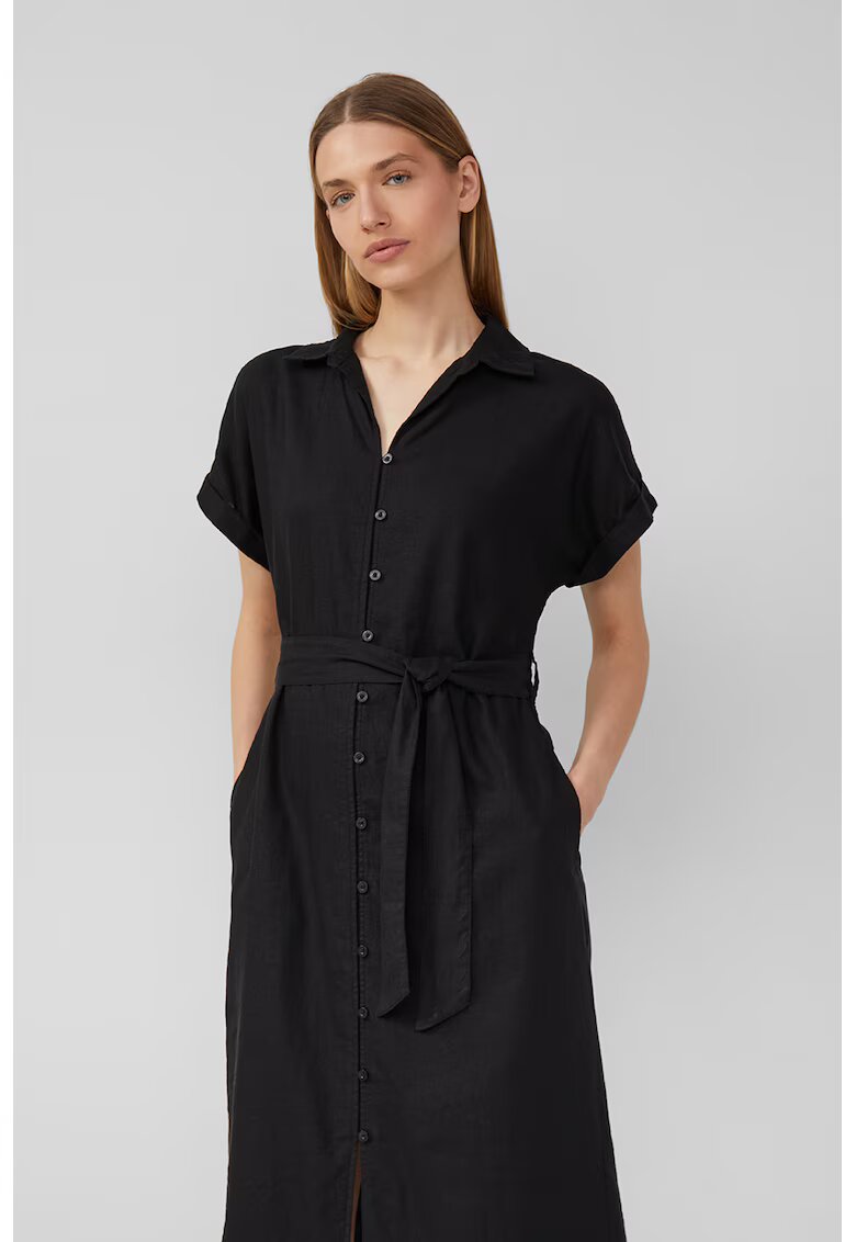 sOliver Rochie-camasa midi din amestec de in - Negru