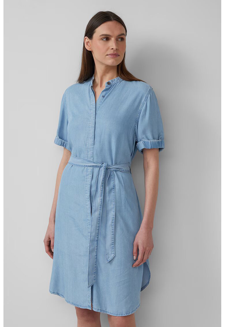 sOliver Rochie-camasa midi din material Chambray - Albastru glaciar