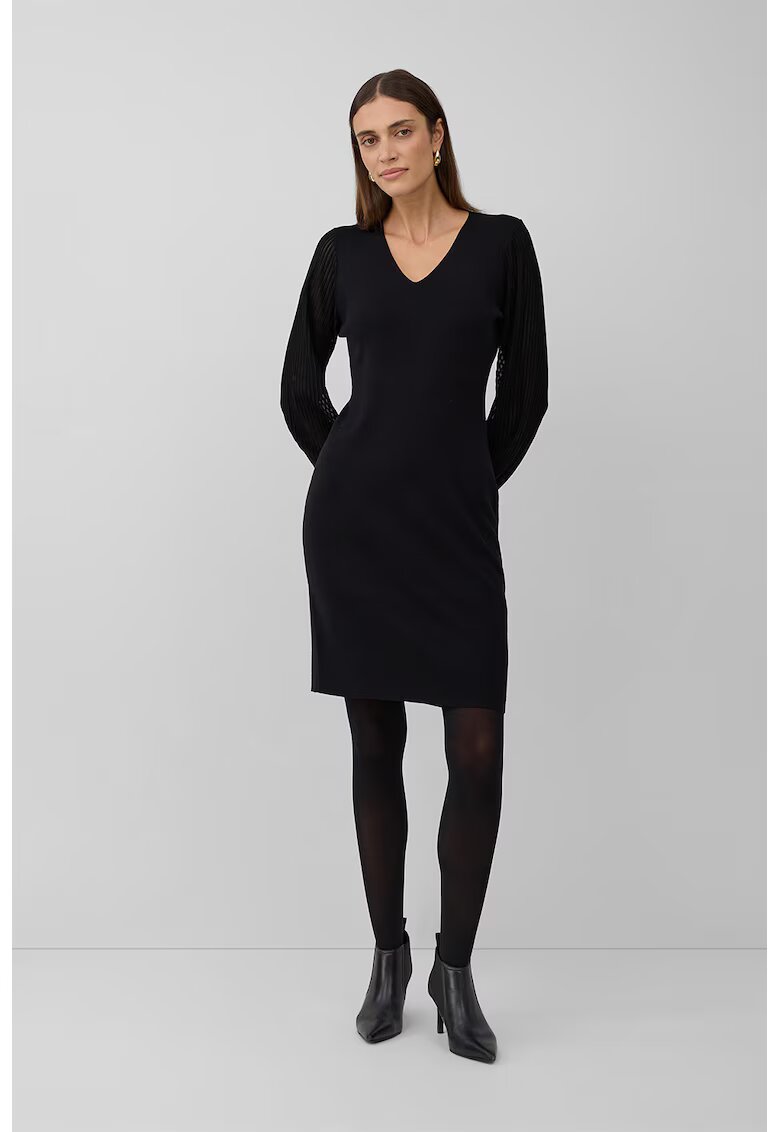 sOliver Rochie cambrata cu decolteu in V - Negru