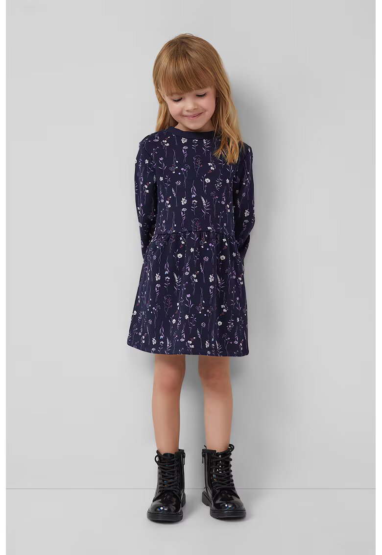 sOliver Rochie cu decolteu la baza gatului si model floral - Lila/Albastru indigo