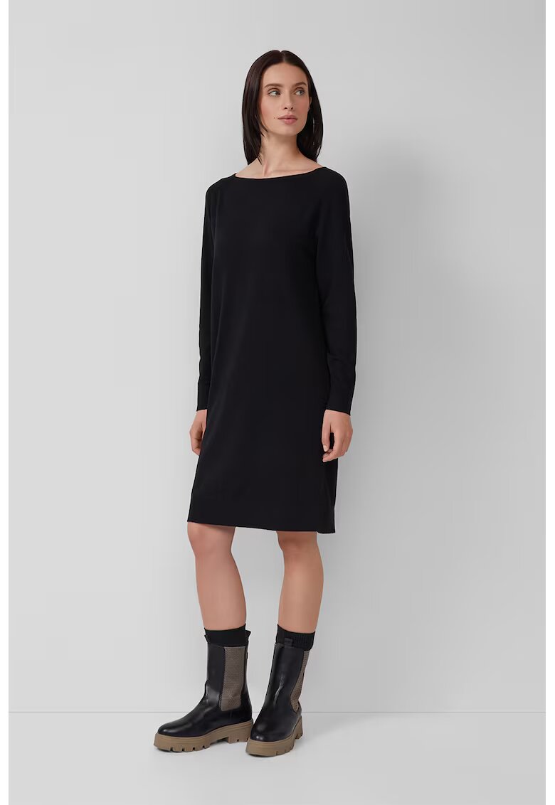 sOliver Rochie dreapta tricotata fin cu decolteu barcuta - Negru
