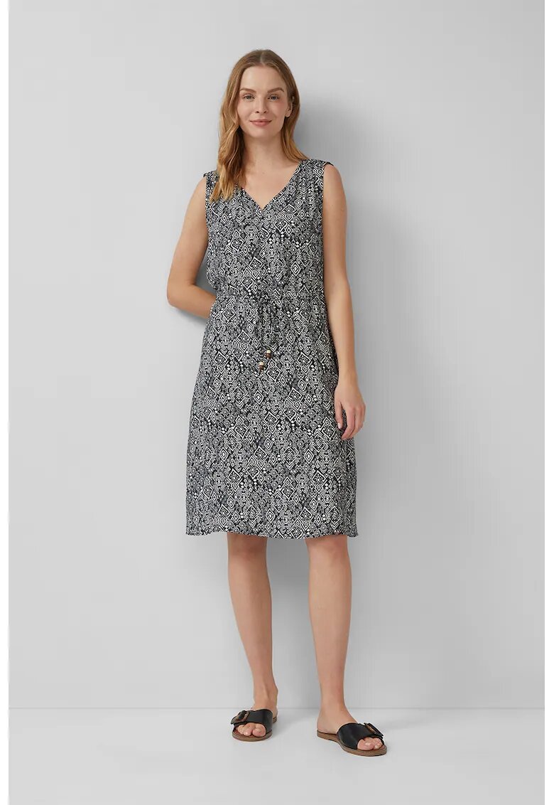 sOliver Rochie fara maneci cu talie ajustabila - Alb/Negru
