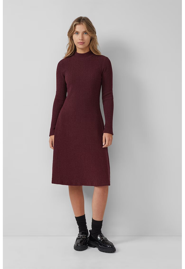sOliver Rochie texturata cu maneci lungi - Rosu inchis