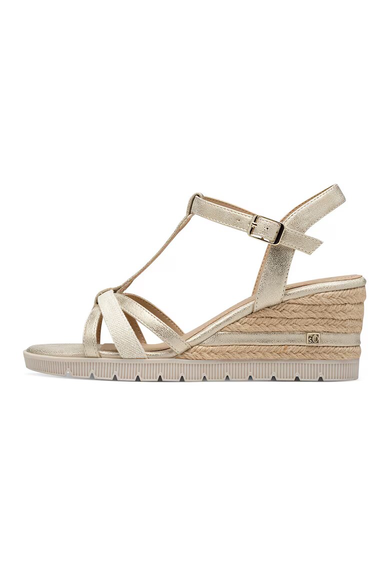 sOliver Sandale wedge - Auriu/Alb murdar