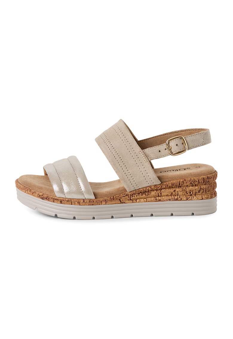 sOliver Sandale wedge cu catarama - Auriu/Maro deschis