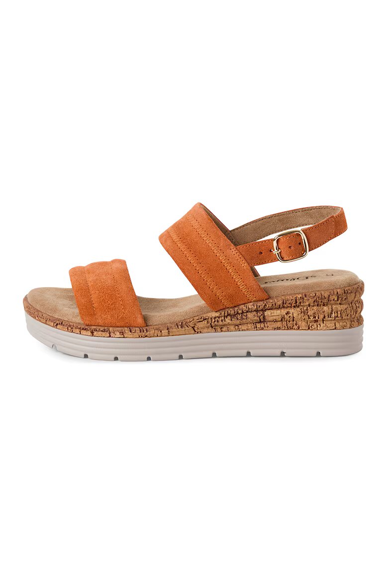 sOliver Sandale wedge cu catarama - Portocaliu stins