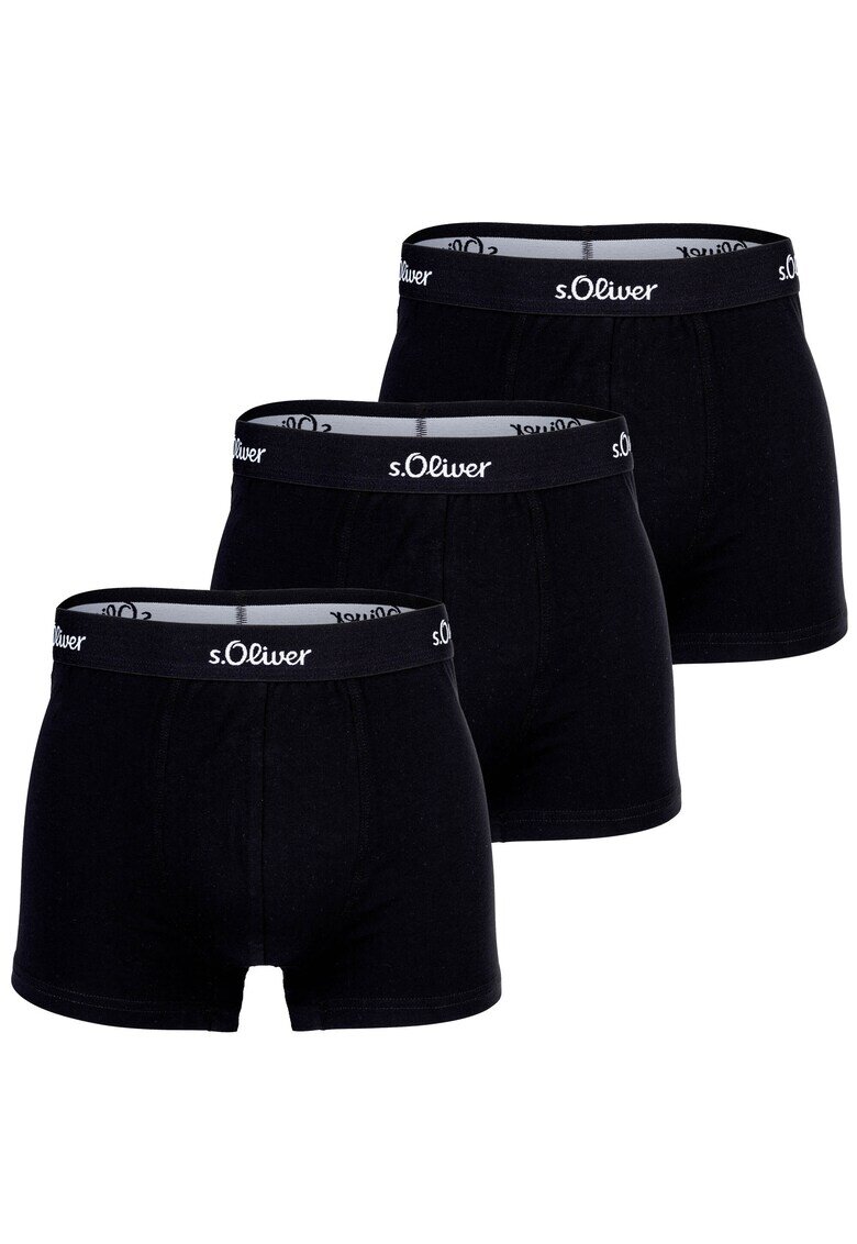 sOliver Set de boxeri cu banda elastica in talie - 3 perechi - Negru