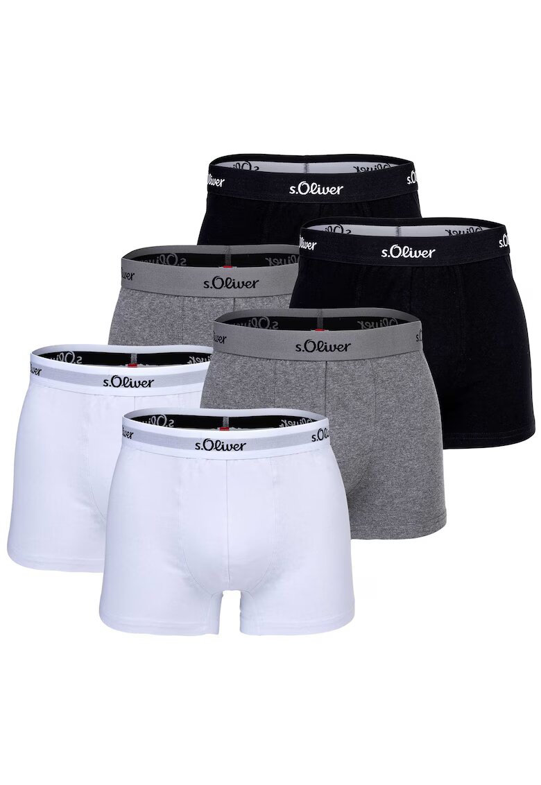 sOliver Set de boxeri cu banda logo in talie 20449 - 6 perechi - Alb/Negru/Gri