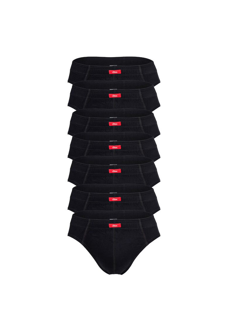 sOliver Set de chiloti cu model uni - 7 perechi - Negru