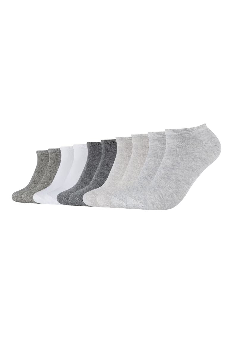 sOliver Set de sosete unisex pana la glezna - 10 perechi - Gri cenusiu/Alb optic