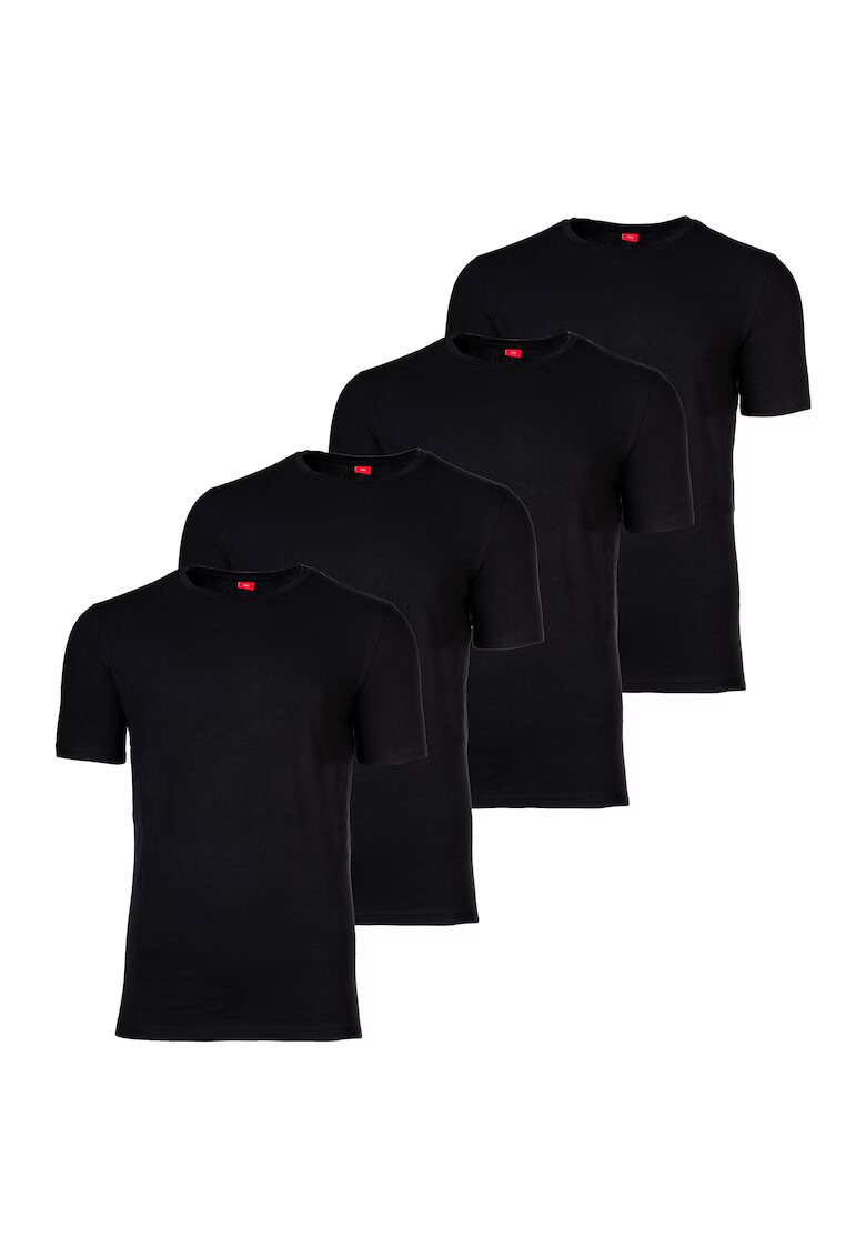 sOliver Set de tricouri cu decolteu rotund - 4 piese - Negru