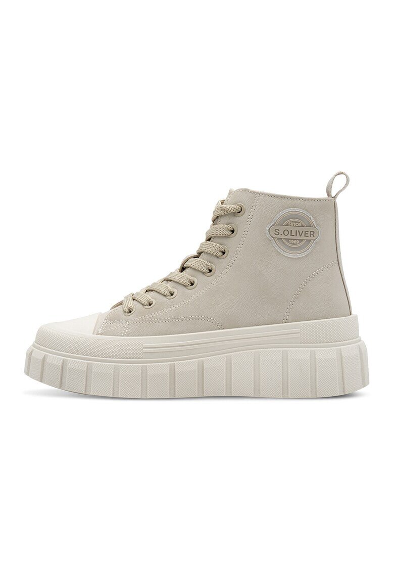 sOliver Tenisi mid-high de piele ecologica cu logo - Grej