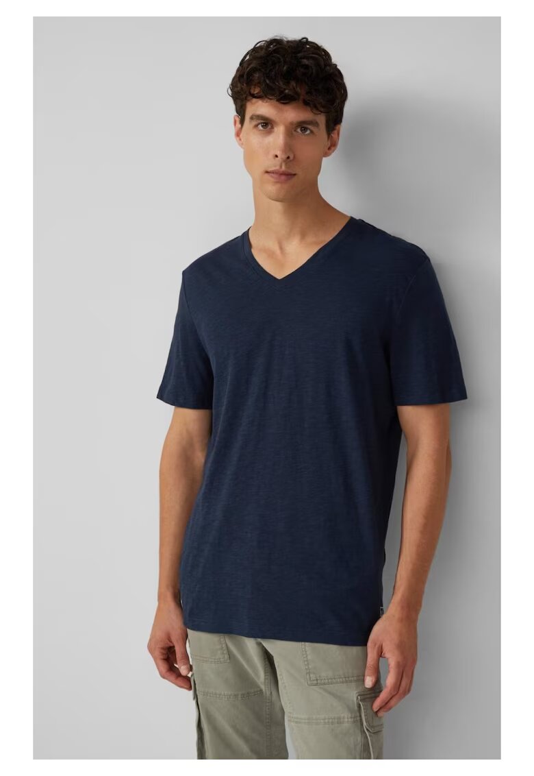 sOliver Tricou barbati cu decolteu in V - Regular fit - din bumbac - 48654 - Bleumarin inchis