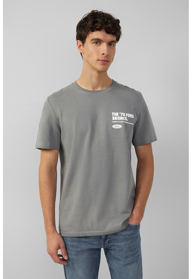 sOliver Tricou cu decolteu la baza gatului si detaliu grafic - Rosu/Alb/Gri inchis