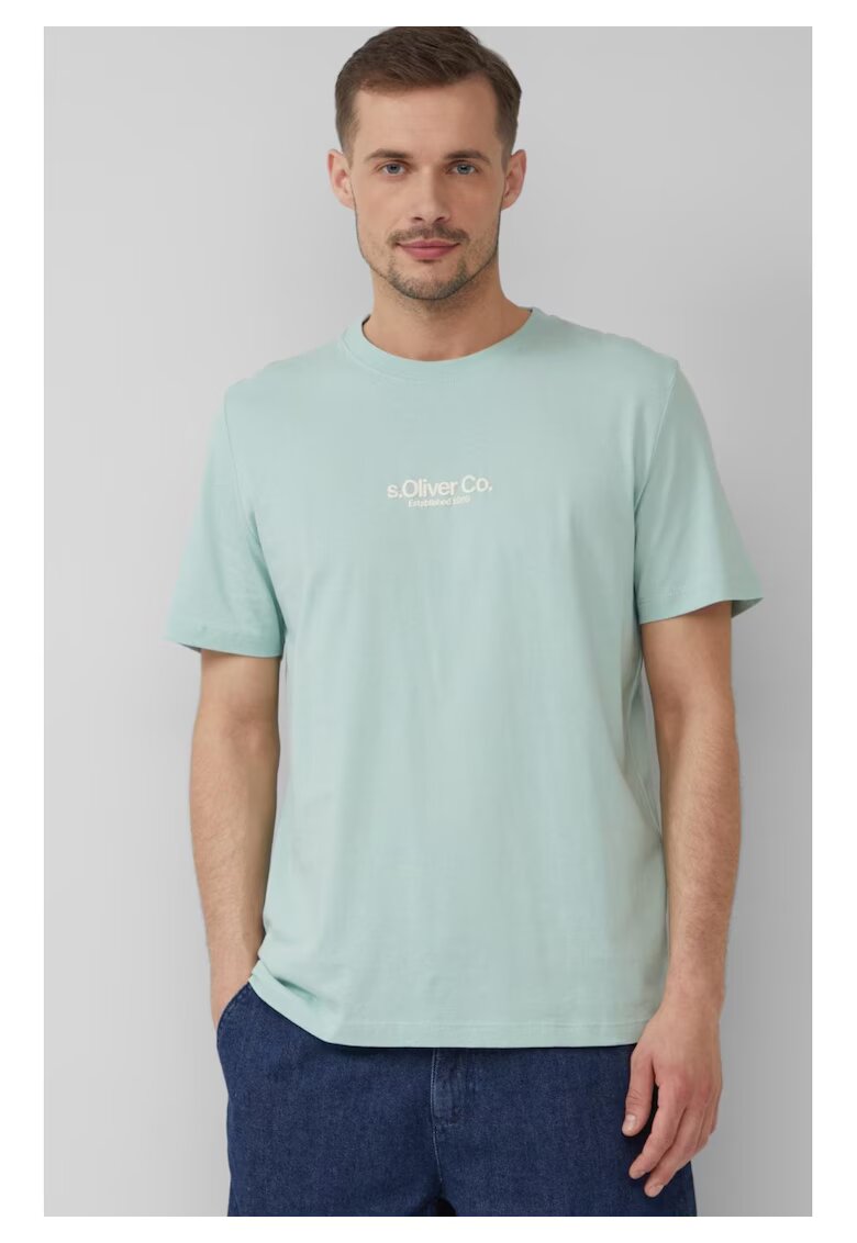 sOliver Tricou cu decolteu la baza gatului si detaliu logo