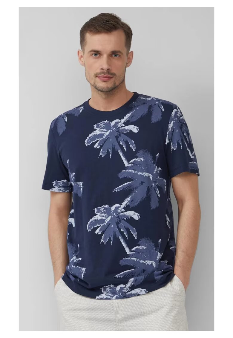 sOliver Tricou cu decolteu la baza gatului si model tropical