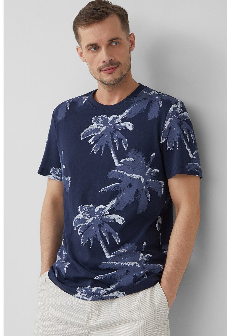 sOliver Tricou cu decolteu la baza gatului si model tropical