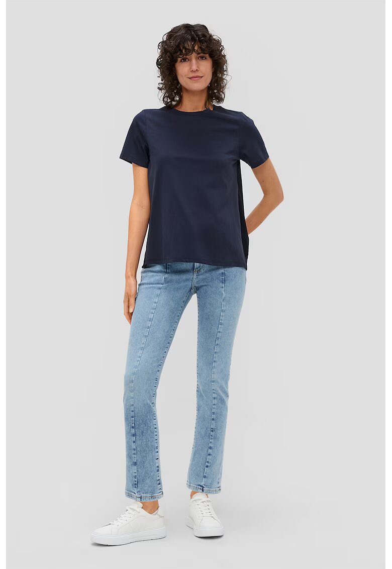 sOliver Tricou cu decolteu la baza gatului - uni - Bleumarin
