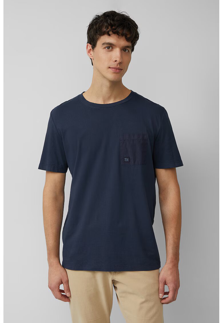 sOliver Tricou de bumbac cu decolteu la baza gatului - Bleumarin