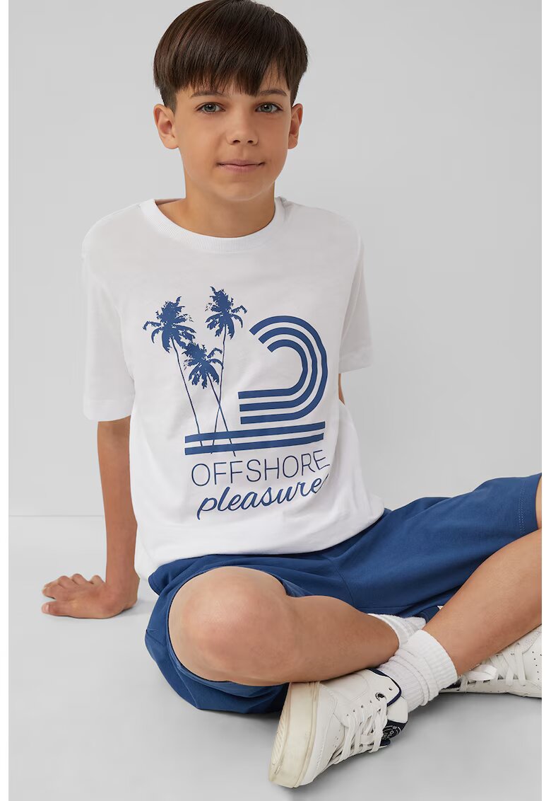 sOliver Tricou de bumbac cu design grafic - Albastru inchis/Alb optic